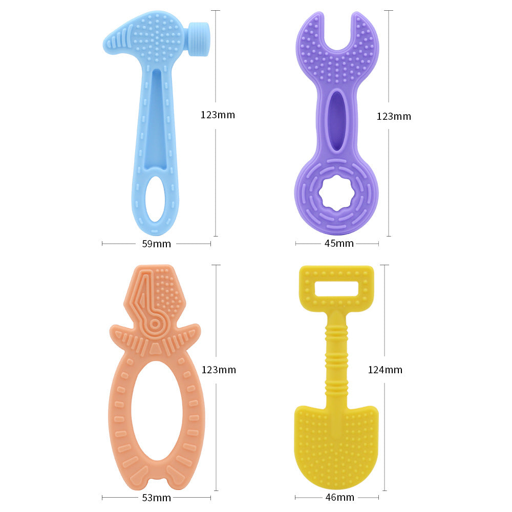 Wholesale 10PCS/PACK Silicone Hammer Wrench Teether Baby Teether Teething Stick